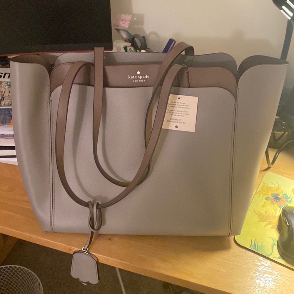 NWT Kate Spade Magnolia Street Medium Double Pocket Tote - Soft Taupe